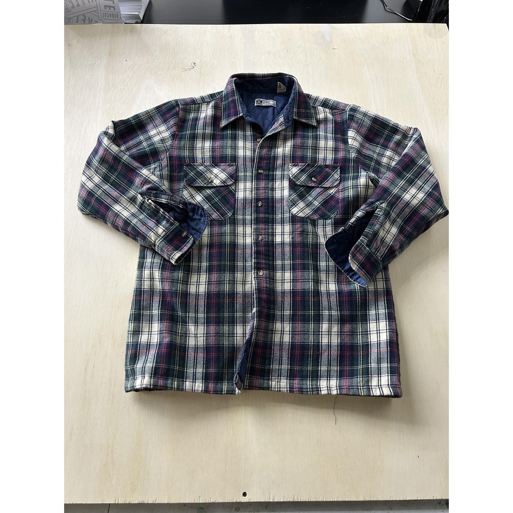 Vintage Windsor Shirt Company Jacket Mens Large Plaid Quilted Flannel Lined